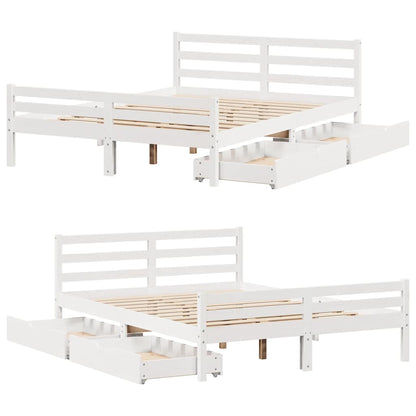 vidaXL Bed Frame without Mattress White 135x190 cm Double Solid Wood Pine