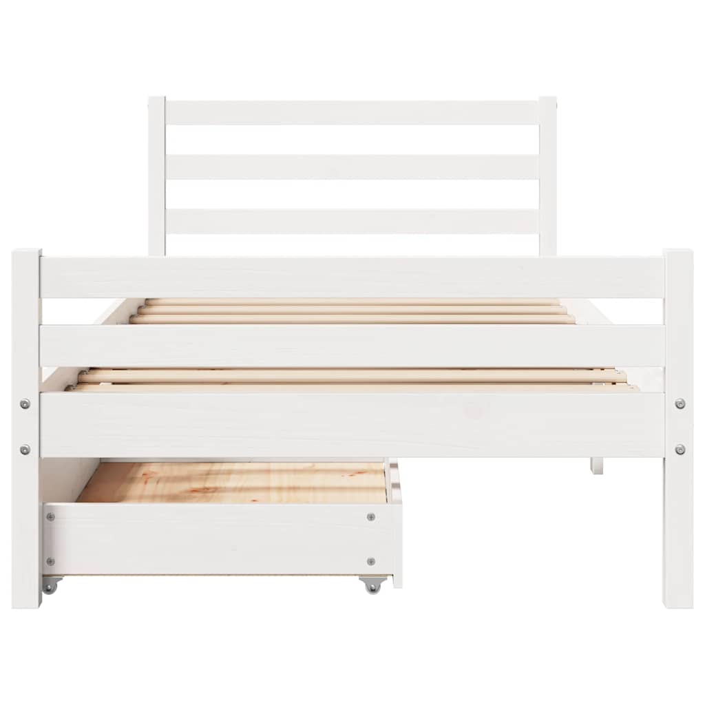 vidaXL Bed Frame without Mattress White 100x200 cm Solid Wood Pine