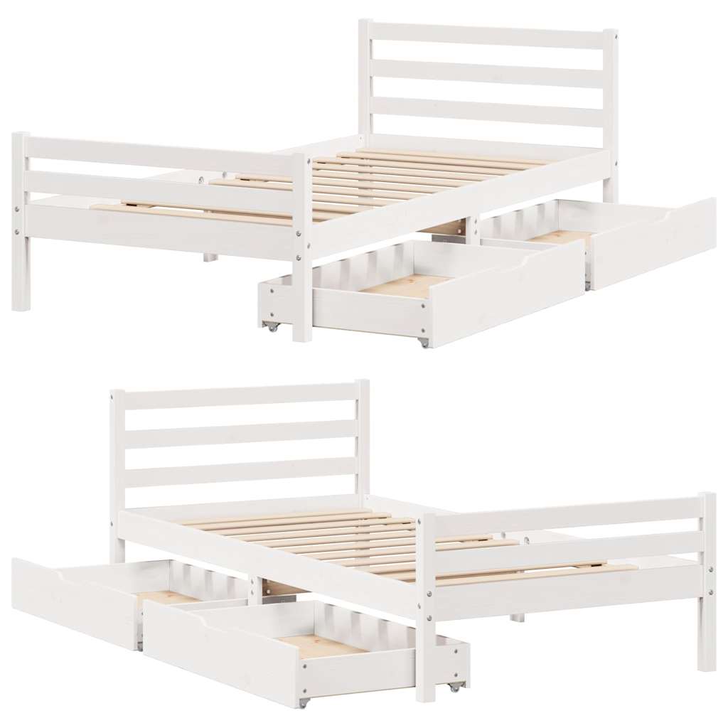 vidaXL Bed Frame without Mattress White 100x200 cm Solid Wood Pine