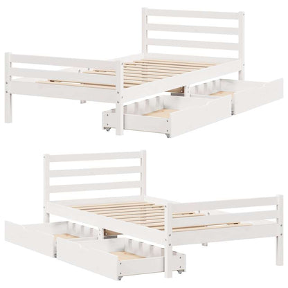 vidaXL Bed Frame without Mattress White 100x200 cm Solid Wood Pine