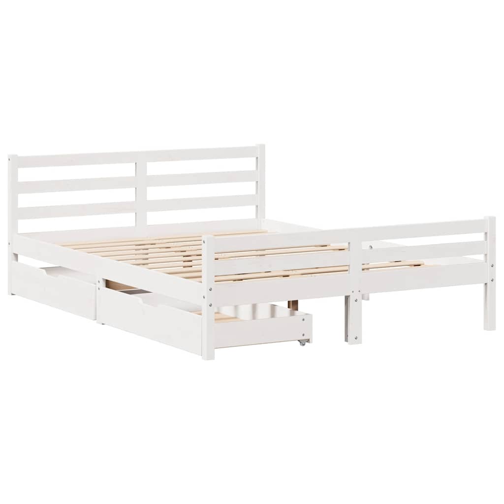 vidaXL Bed Frame without Mattress White 140x200 cm Solid Wood Pine