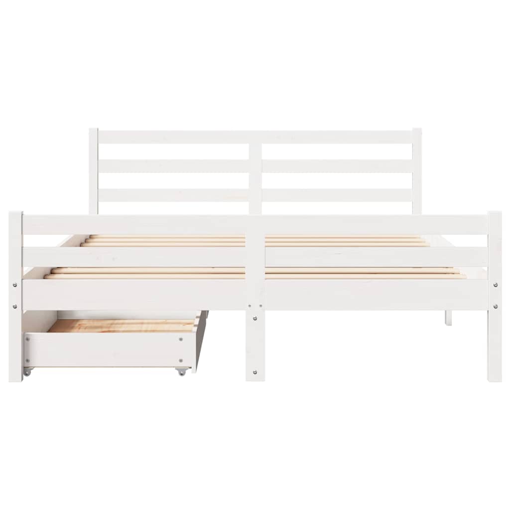 vidaXL Bed Frame without Mattress White 140x200 cm Solid Wood Pine