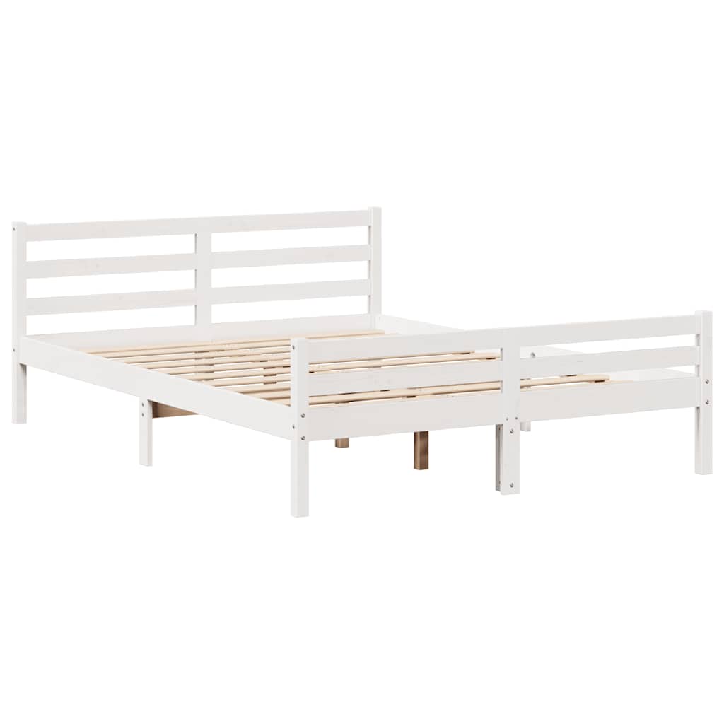 vidaXL Bed Frame without Mattress White 140x200 cm Solid Wood Pine