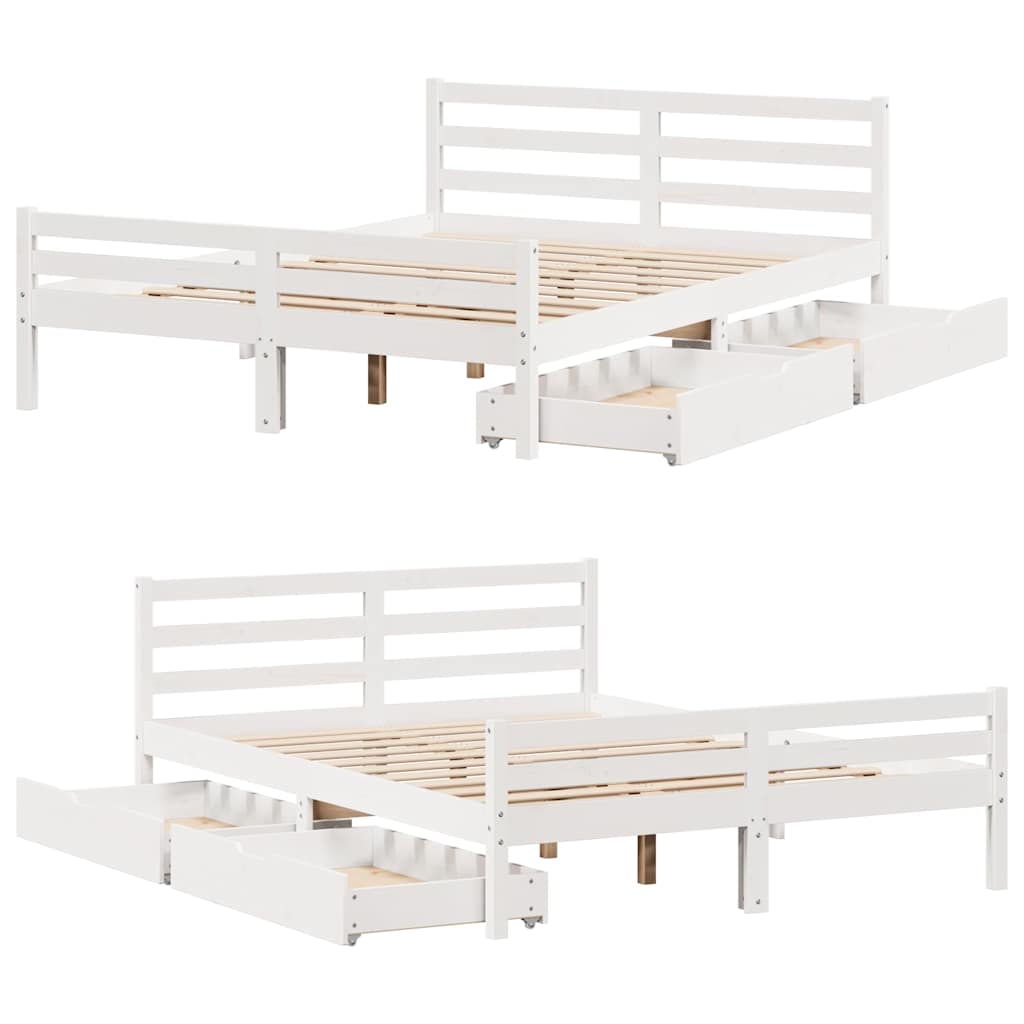 vidaXL Bed Frame without Mattress White 140x200 cm Solid Wood Pine