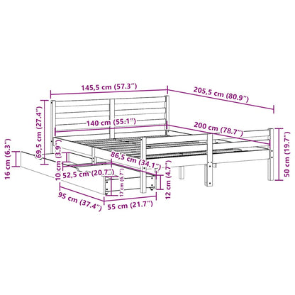 vidaXL Bed Frame without Mattress White 140x200 cm Solid Wood Pine