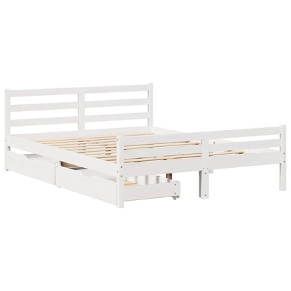 vidaXL Bed Frame without Mattress White 150x200 cm King Size Solid Wood Pine
