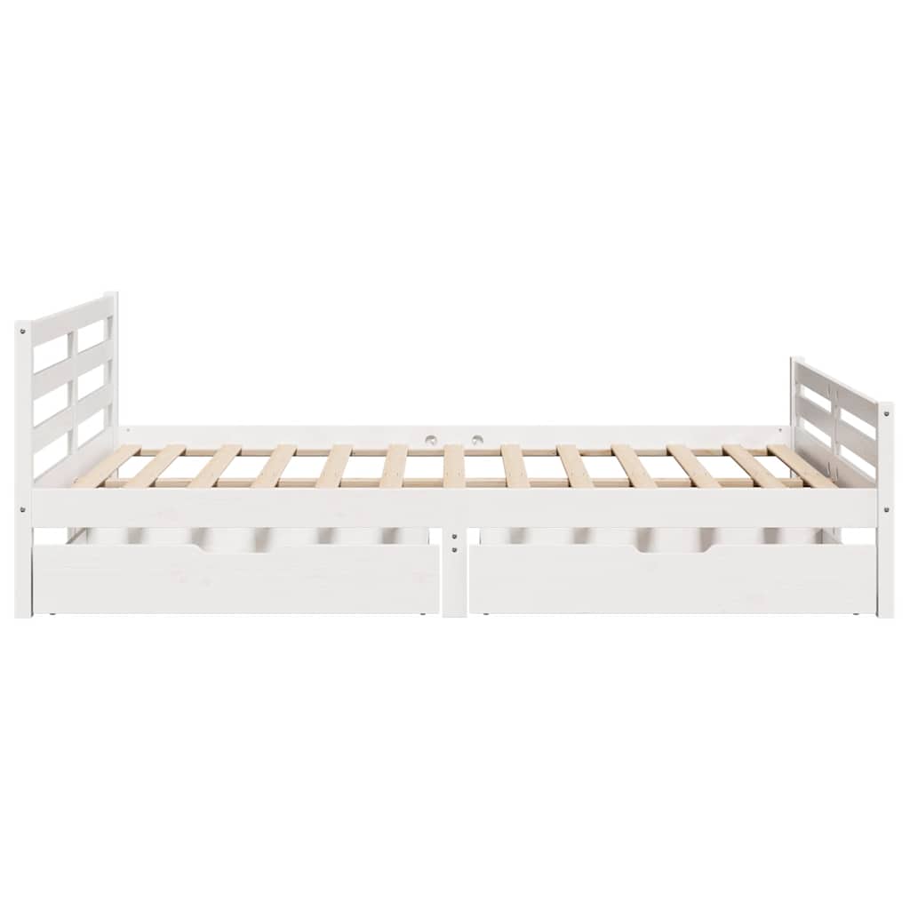 vidaXL Bed Frame without Mattress White 150x200 cm King Size Solid Wood Pine