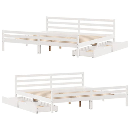 vidaXL Bed Frame without Mattress White 200x200 cm Solid Wood Pine