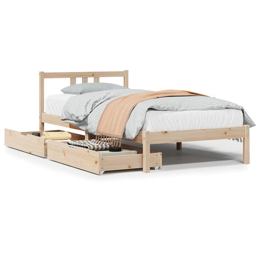 vidaXL Bed Frame without Mattress 75x190 cm Small Single Solid Wood Pine