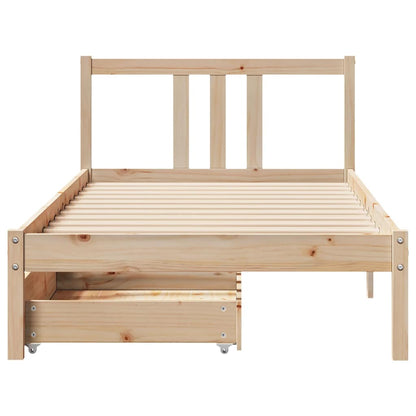 vidaXL Bed Frame without Mattress 75x190 cm Small Single Solid Wood Pine