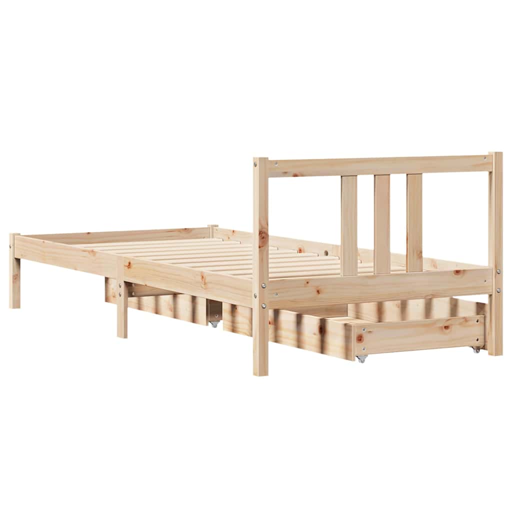 vidaXL Bed Frame without Mattress 75x190 cm Small Single Solid Wood Pine