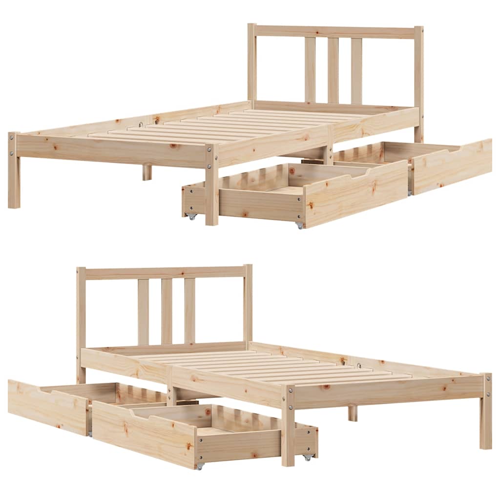 vidaXL Bed Frame without Mattress 75x190 cm Small Single Solid Wood Pine