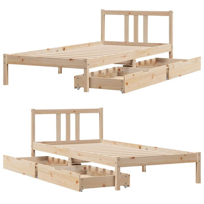 vidaXL Bed Frame without Mattress 75x190 cm Small Single Solid Wood Pine