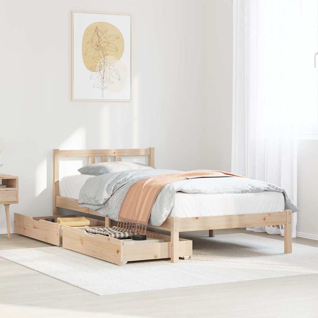 vidaXL Bed Frame without Mattress 75x190 cm Small Single Solid Wood Pine