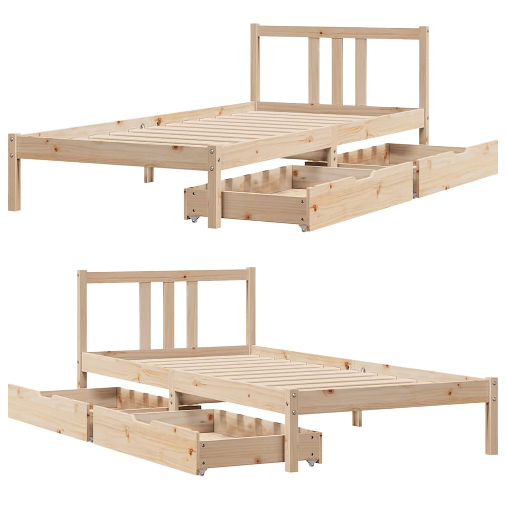 vidaXL Bed Frame without Mattress 90x190 cm Single Solid Wood Pine