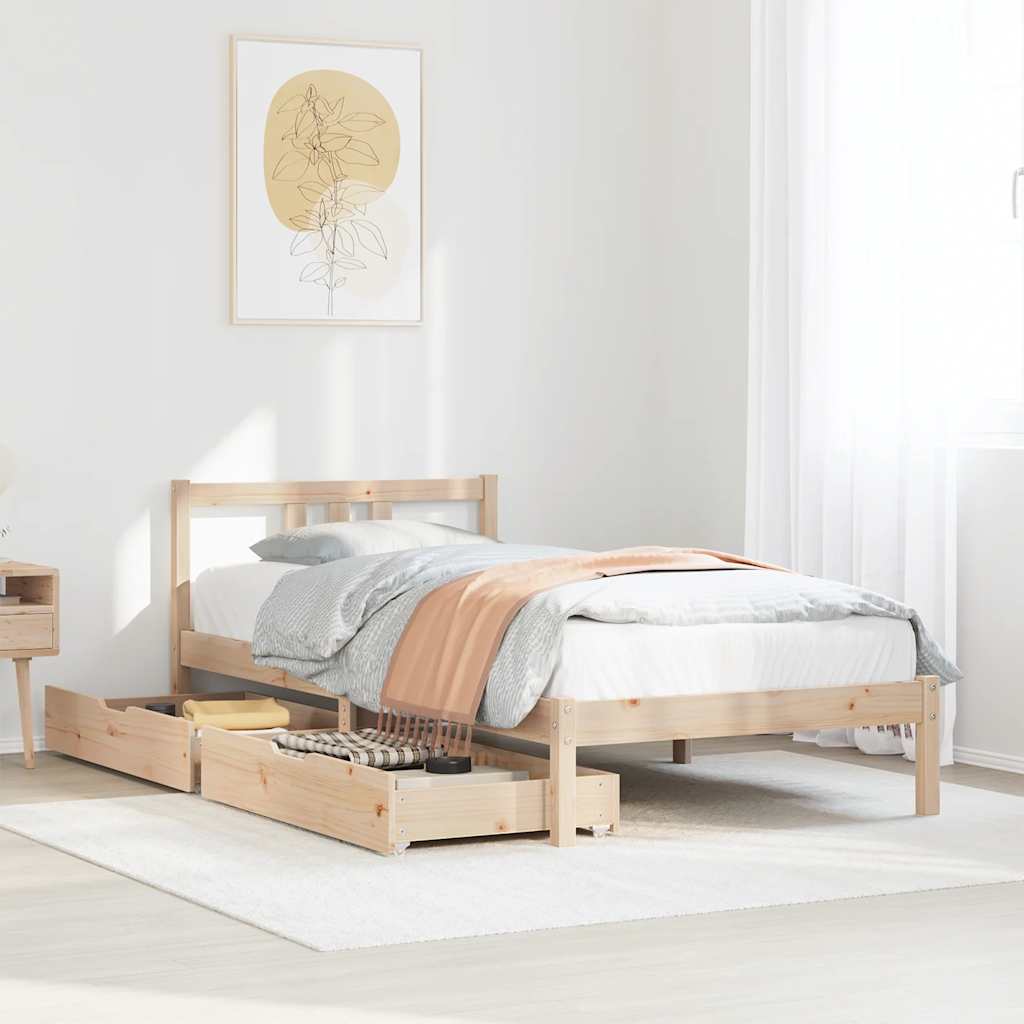 vidaXL Bed Frame without Mattress 90x190 cm Single Solid Wood Pine