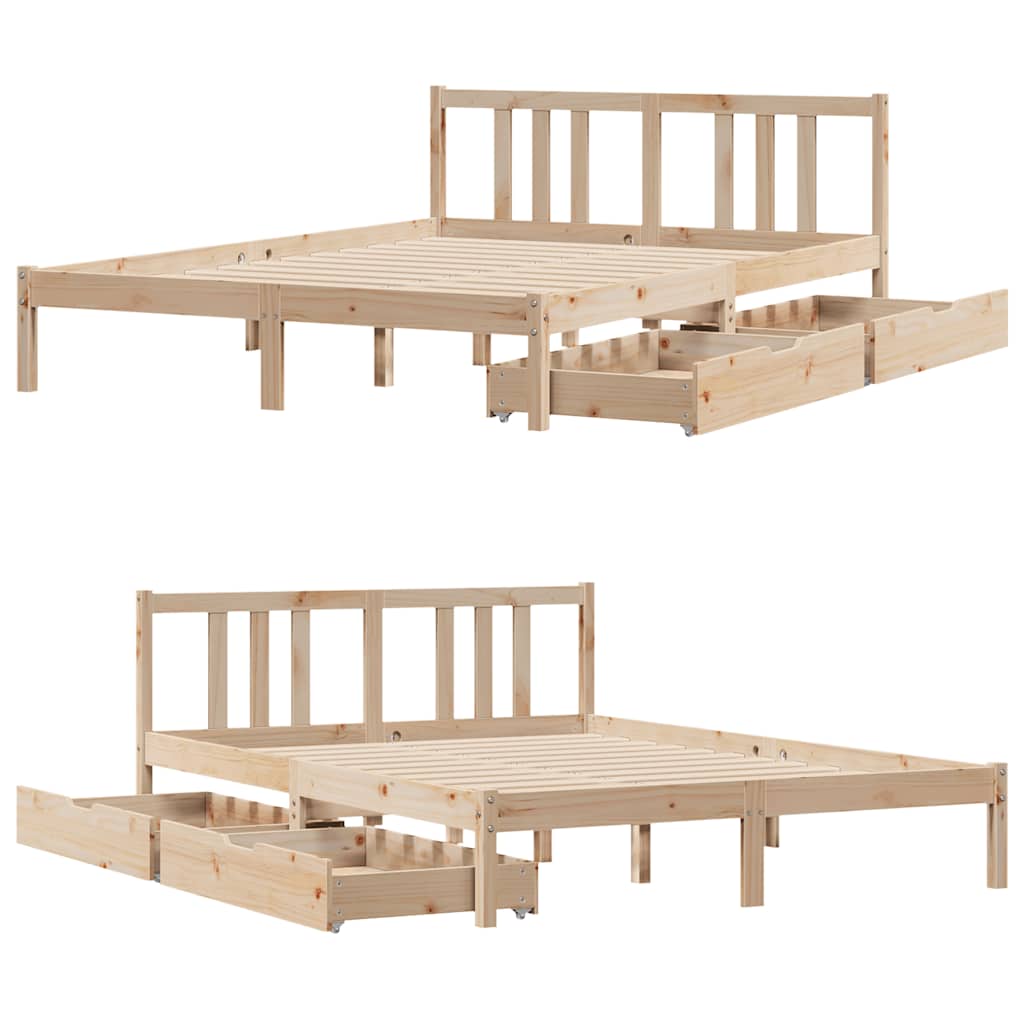 vidaXL Bed Frame without Mattress 135x190 cm Double Solid Wood Pine