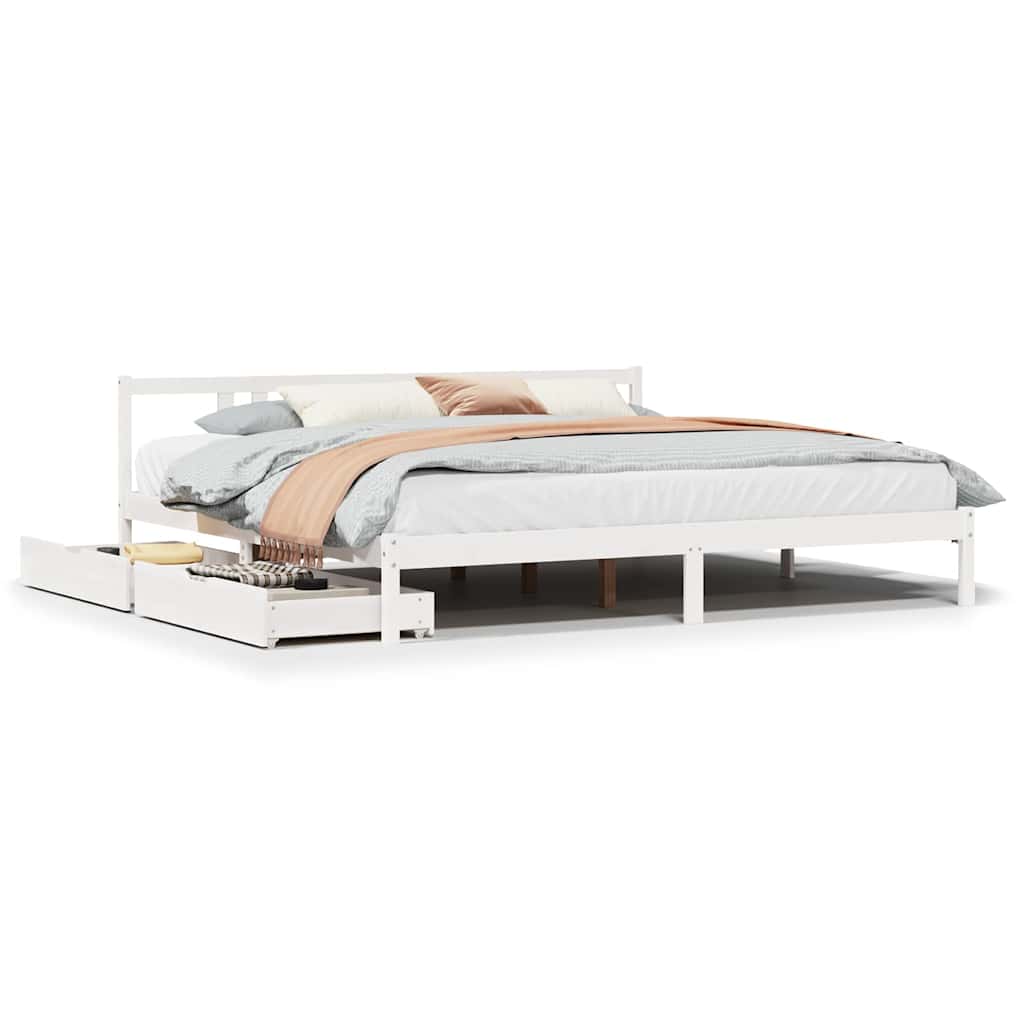 vidaXL Bed Frame without Mattress White 200x200 cm Solid Wood Pine