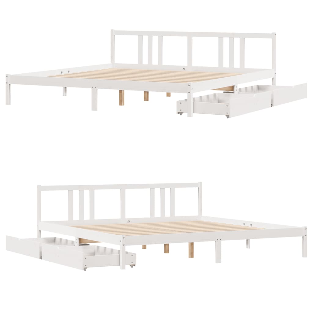 vidaXL Bed Frame without Mattress White 200x200 cm Solid Wood Pine