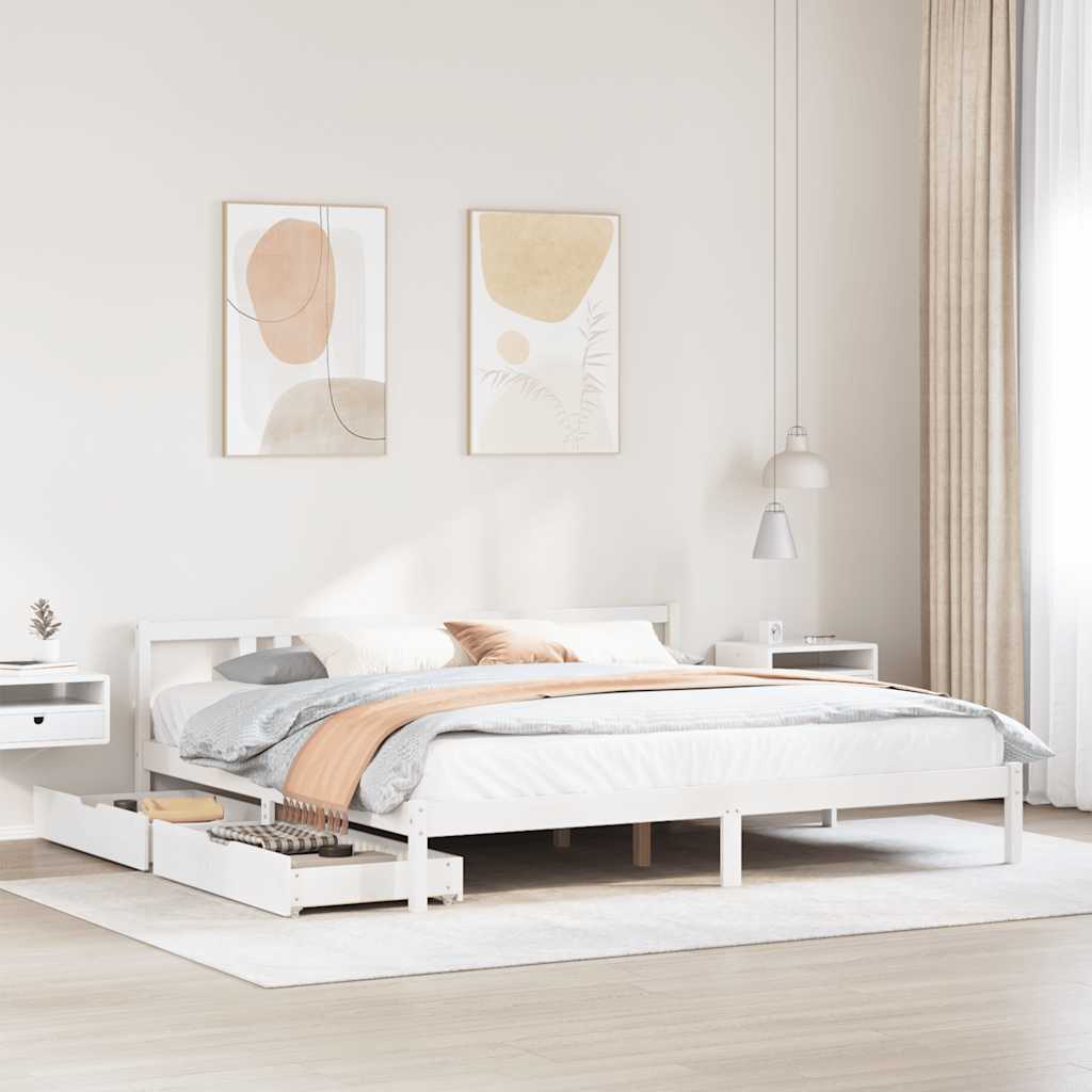 vidaXL Bed Frame without Mattress White 200x200 cm Solid Wood Pine