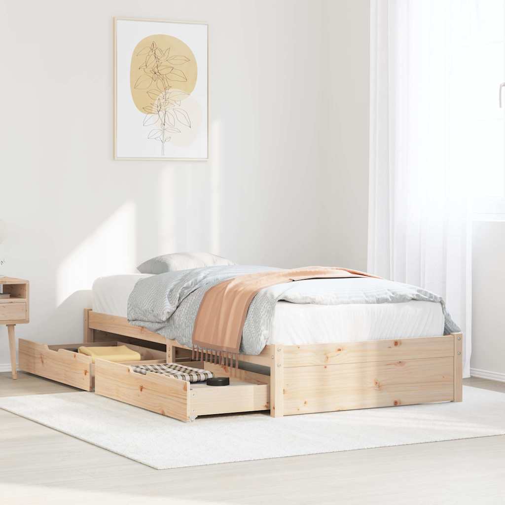 vidaXL Bed Frame without Mattress 75x190 cm Solid Wood Pine
