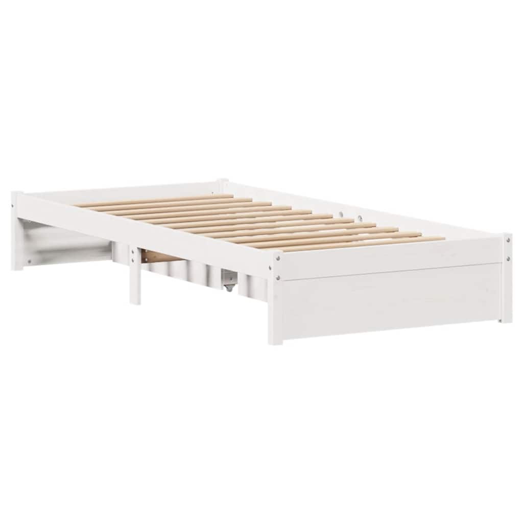 vidaXL Bed Frame without Mattress White 75x190 cm Solid Wood Pine