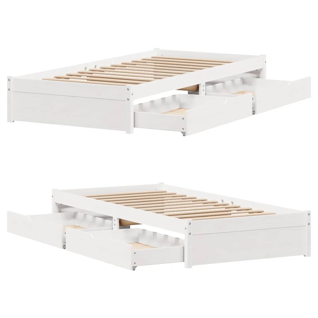 vidaXL Bed Frame without Mattress White 75x190 cm Solid Wood Pine