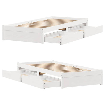 vidaXL Bed Frame without Mattress White 75x190 cm Solid Wood Pine