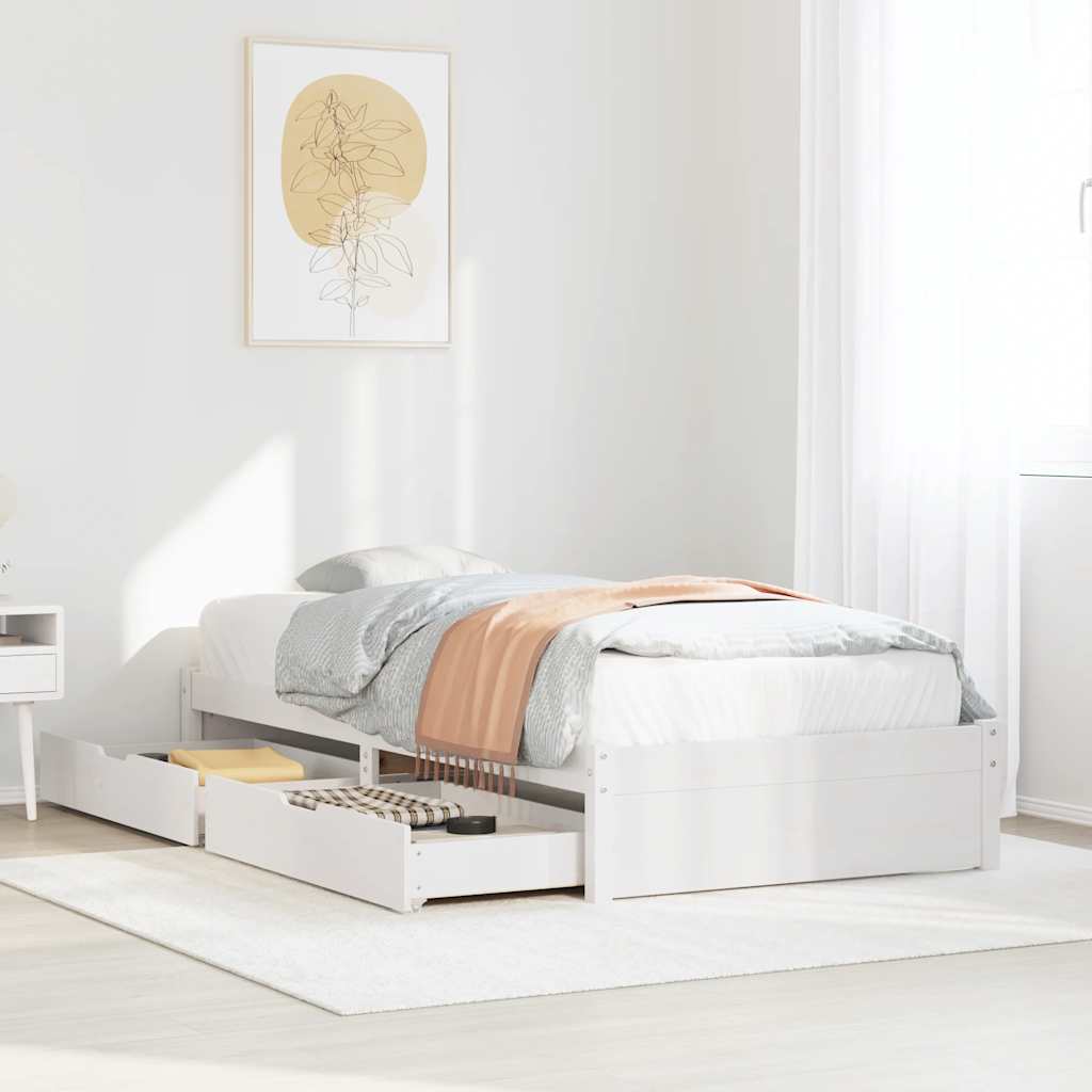 vidaXL Bed Frame without Mattress White 75x190 cm Solid Wood Pine