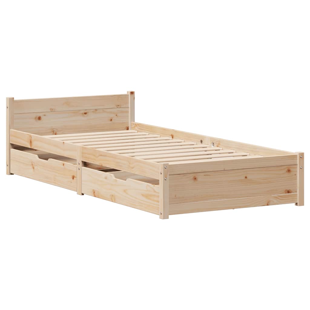 vidaXL Bed Frame without Mattress 75x190 cm Small Single Solid Wood Pine