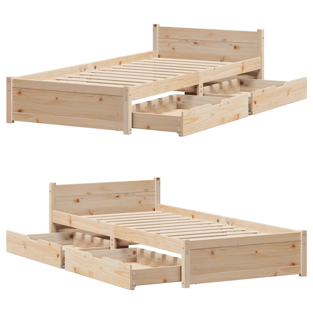 vidaXL Bed Frame without Mattress 75x190 cm Small Single Solid Wood Pine