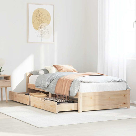 vidaXL Bed Frame without Mattress 75x190 cm Small Single Solid Wood Pine