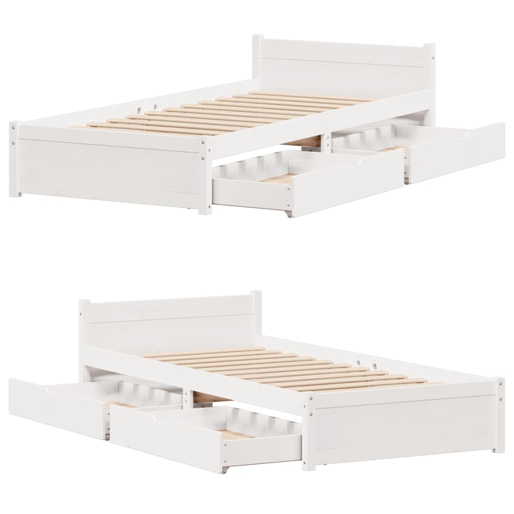 vidaXL Bed Frame without Mattress White 90x190 cm Single Solid Wood Pine