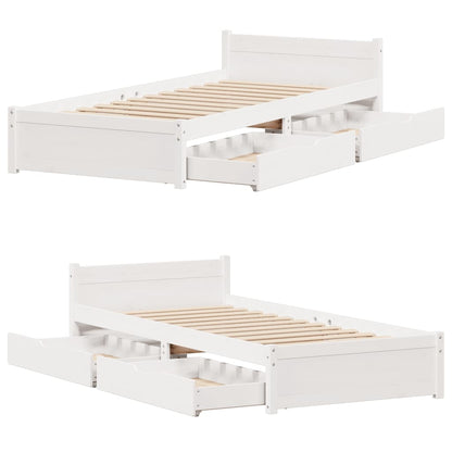 vidaXL Bed Frame without Mattress White 90x190 cm Single Solid Wood Pine