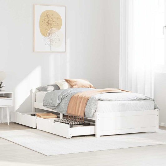 vidaXL Bed Frame without Mattress White 90x190 cm Single Solid Wood Pine