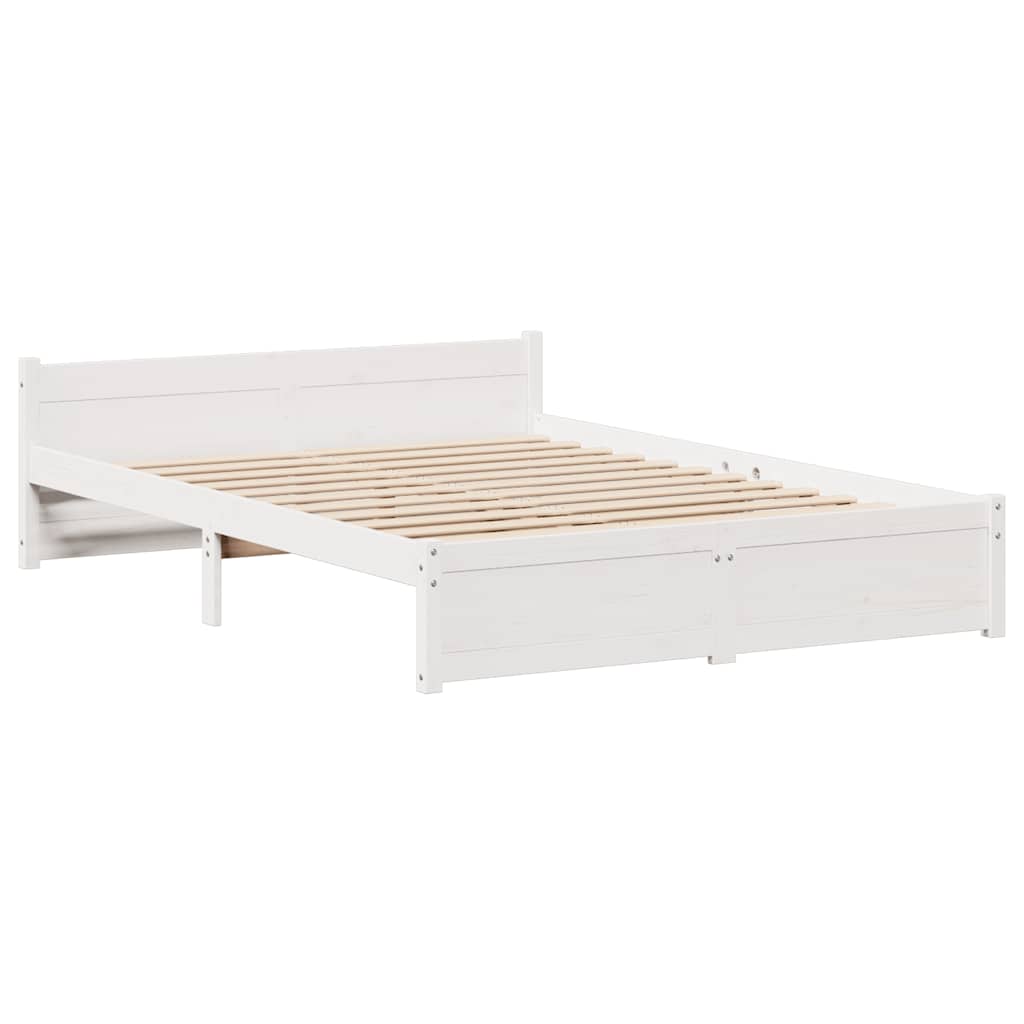 vidaXL Bed Frame without Mattress White 135x190 cm Double Solid Wood Pine
