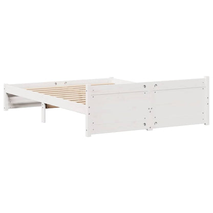 vidaXL Bed Frame without Mattress White 135x190 cm Double Solid Wood Pine
