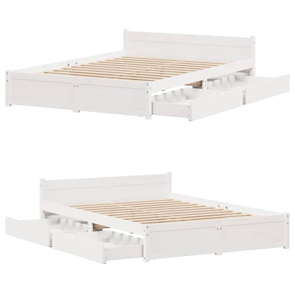 vidaXL Bed Frame without Mattress White 135x190 cm Double Solid Wood Pine