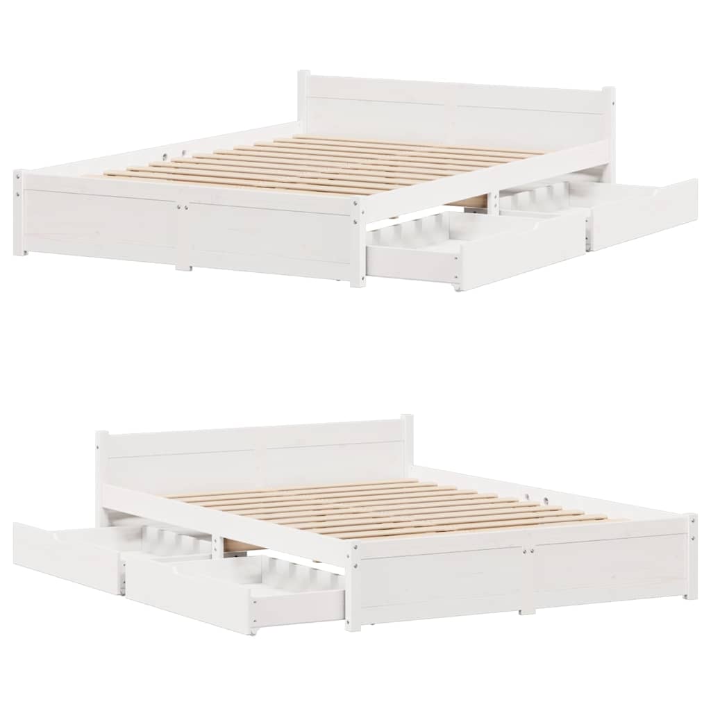 vidaXL Bed Frame without Mattress White 140x190 cm Solid Wood Pine
