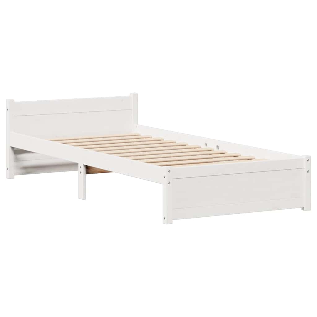 vidaXL Bed Frame without Mattress White 90x200 cm Solid Wood Pine
