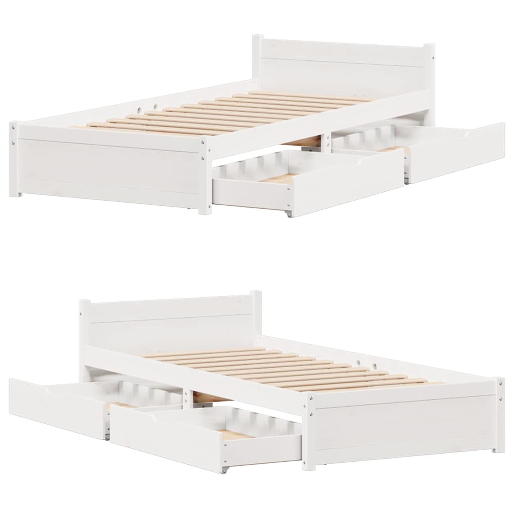 vidaXL Bed Frame without Mattress White 90x200 cm Solid Wood Pine