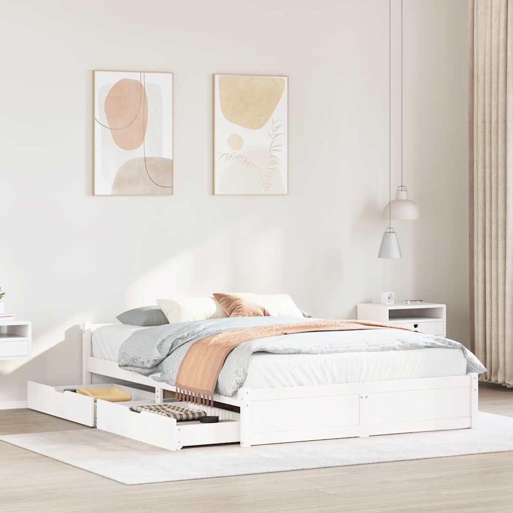 vidaXL Bed Frame without Mattress White 140x200 cm Solid Wood Pine