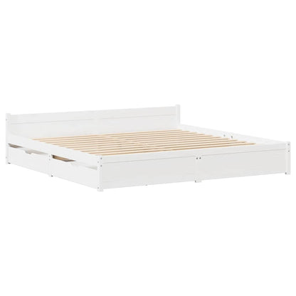 vidaXL Bed Frame without Mattress White 150x200 cm King Size Solid Wood Pine