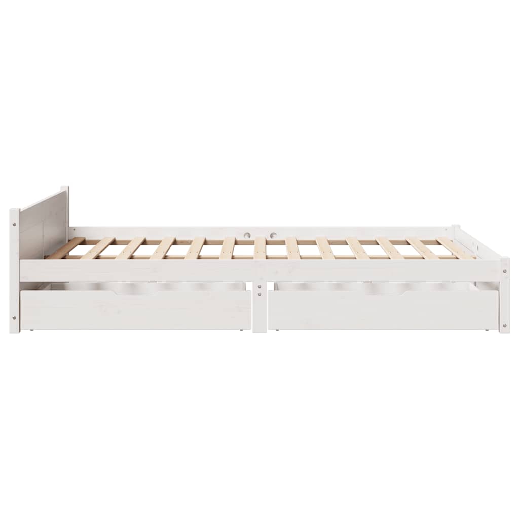 vidaXL Bed Frame without Mattress White 150x200 cm King Size Solid Wood Pine