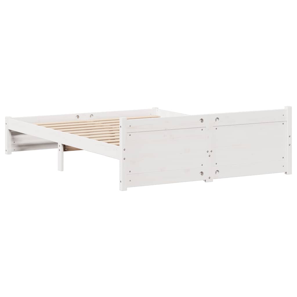 vidaXL Bed Frame without Mattress White 150x200 cm King Size Solid Wood Pine