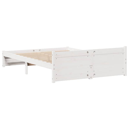 vidaXL Bed Frame without Mattress White 150x200 cm King Size Solid Wood Pine