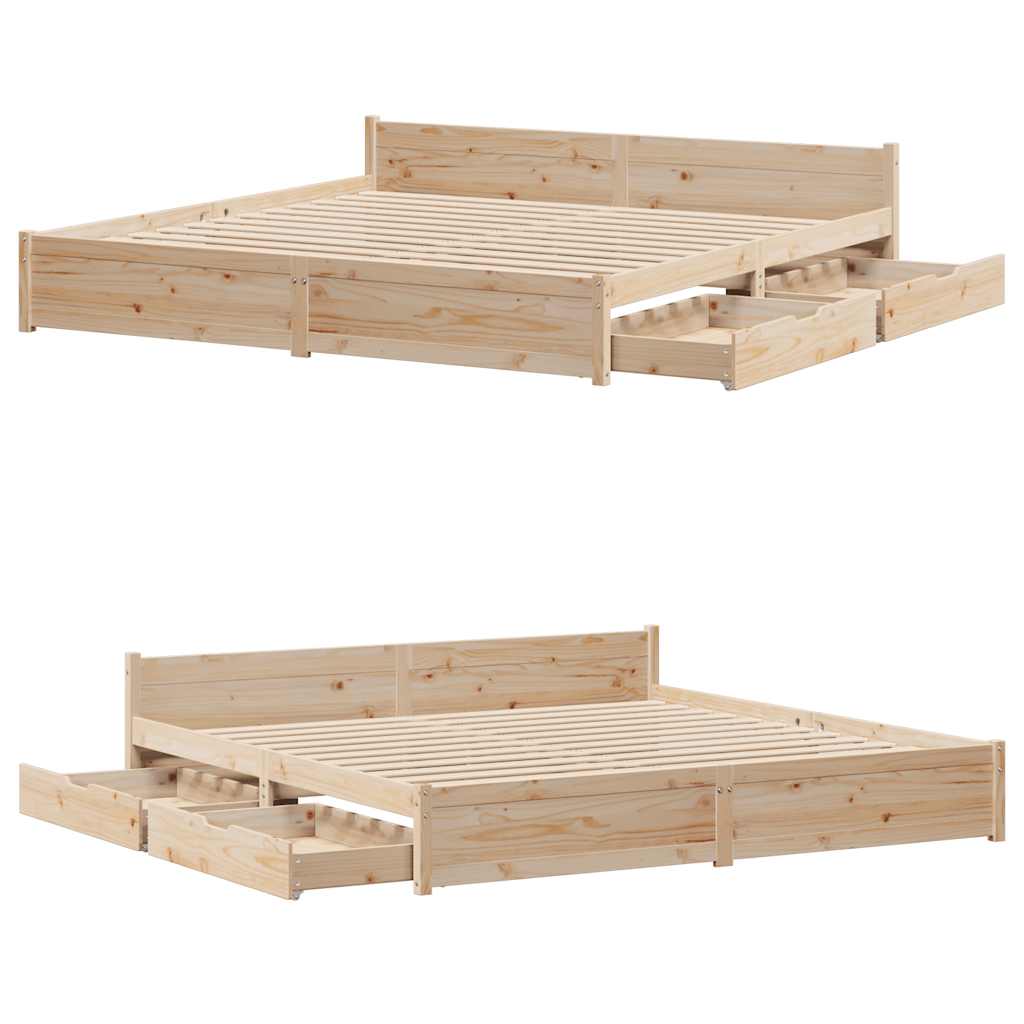 vidaXL Bed Frame without Mattress 180x200 cm Super King Solid Wood Pine