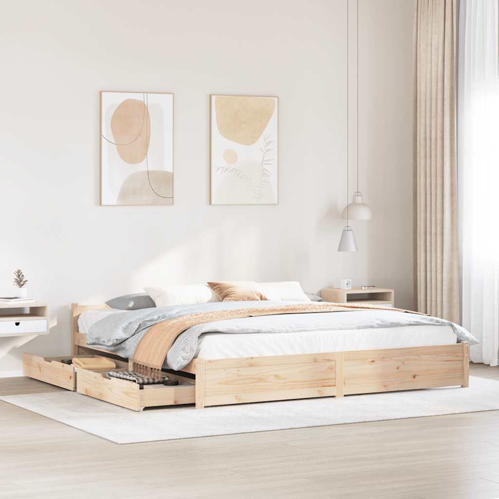 vidaXL Bed Frame without Mattress 180x200 cm Super King Solid Wood Pine