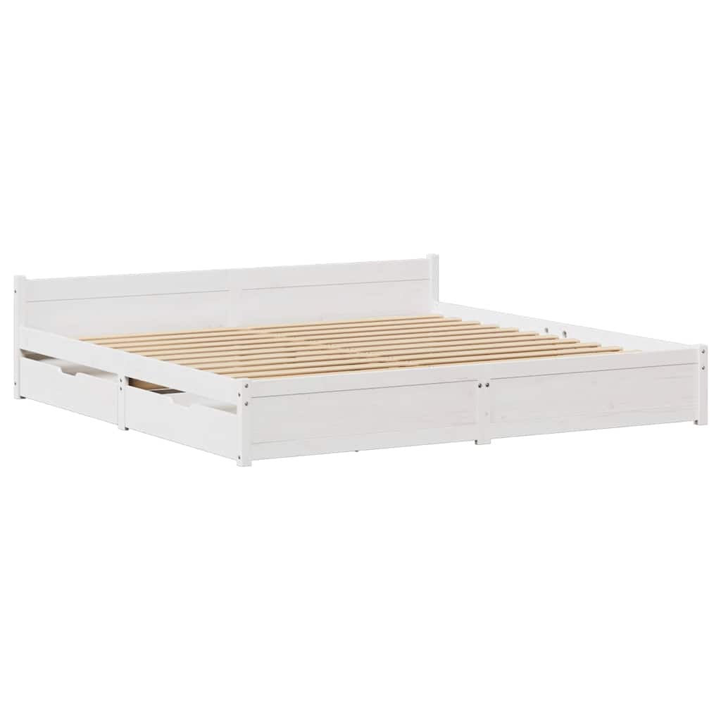 vidaXL Bed Frame without Mattress White 180x200 cm Super King Solid Wood Pine