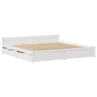 vidaXL Bed Frame without Mattress White 180x200 cm Super King Solid Wood Pine